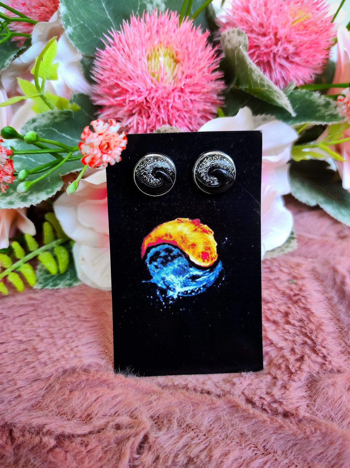 Jin jang druzy fülbevaló